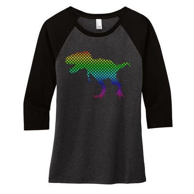 Dot Day Dinosaur TRex Women's Tri-Blend 3/4-Sleeve Raglan Shirt