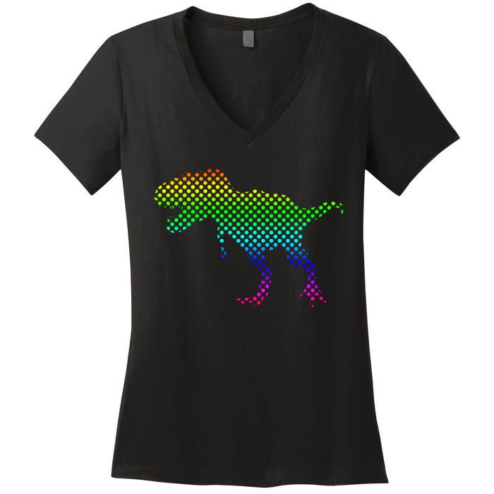 Dot Day Dinosaur TRex Women's V-Neck T-Shirt