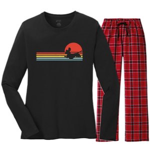 Dachshund dachshund dog silhouette retro gift Women's Long Sleeve Flannel Pajama Set 