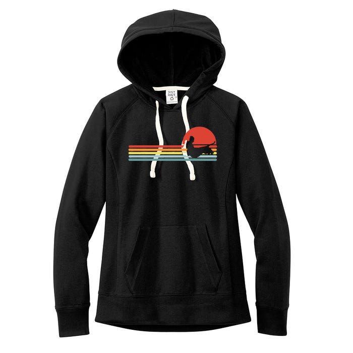 Dachshund dachshund dog silhouette retro gift Women's Fleece Hoodie