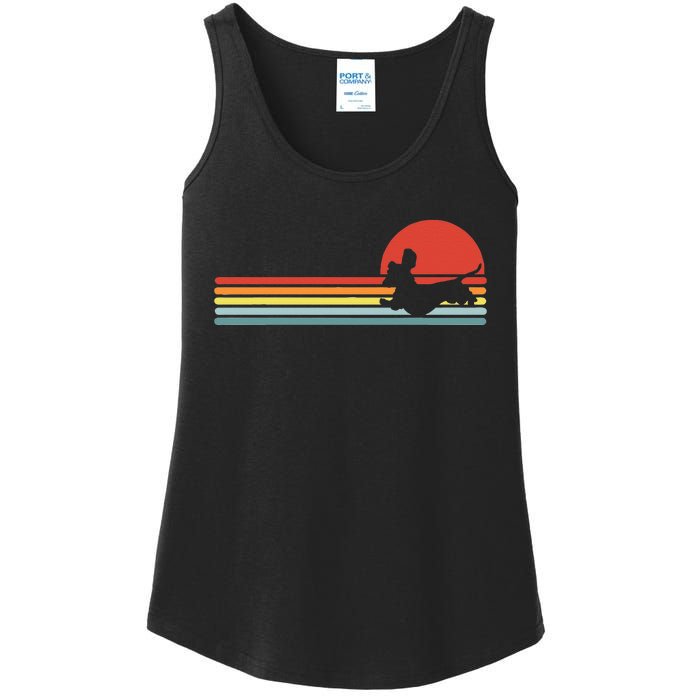 Dachshund dachshund dog silhouette retro gift Ladies Essential Tank