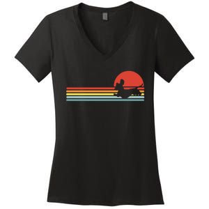 Dachshund dachshund dog silhouette retro gift Women's V-Neck T-Shirt