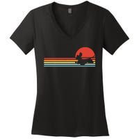 Dachshund dachshund dog silhouette retro gift Women's V-Neck T-Shirt