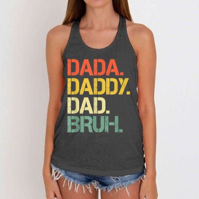 Dada Daddy Dad Bruh Happy Fathers Day Women's Knotted Racerback Tank