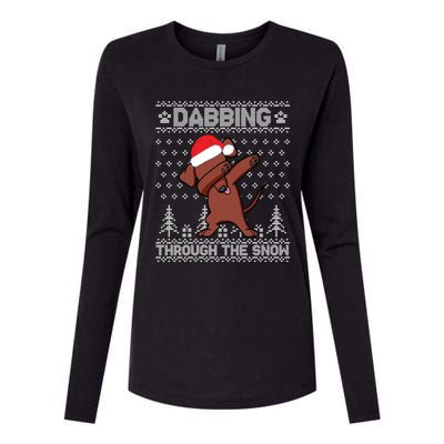 Dachshund Dog Dabbing Through The Snow Merry Christmas Day Gift Womens Cotton Relaxed Long Sleeve T-Shirt