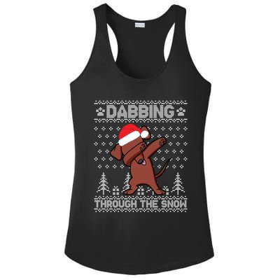 Dachshund Dog Dabbing Through The Snow Merry Christmas Day Gift Ladies PosiCharge Competitor Racerback Tank