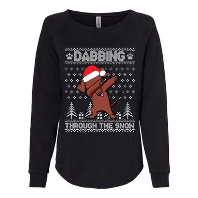 Dachshund Dog Dabbing Through The Snow Merry Christmas Day Gift Womens California Wash Sweatshirt