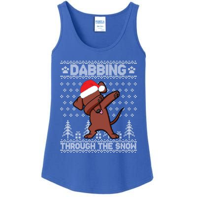 Dachshund Dog Dabbing Through The Snow Merry Christmas Day Gift Ladies Essential Tank