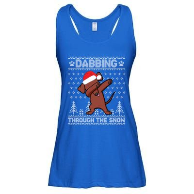 Dachshund Dog Dabbing Through The Snow Merry Christmas Day Gift Ladies Essential Flowy Tank