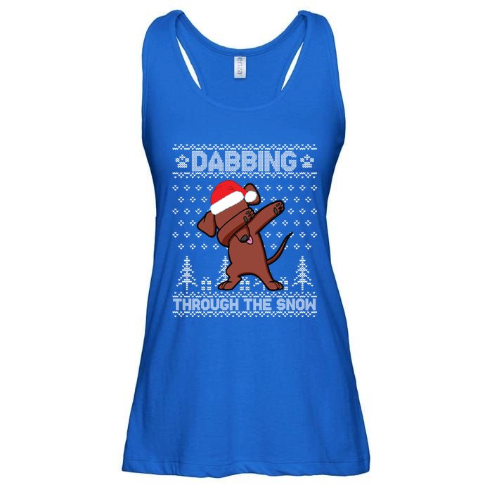 Dachshund Dog Dabbing Through The Snow Merry Christmas Day Gift Ladies Essential Flowy Tank