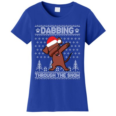 Dachshund Dog Dabbing Through The Snow Merry Christmas Day Gift Women's T-Shirt