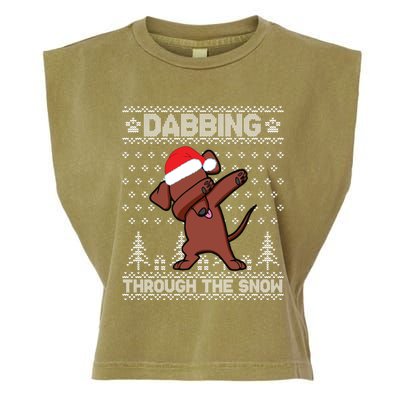 Dachshund Dog Dabbing Through The Snow Merry Christmas Day Gift Garment-Dyed Women's Muscle Tee