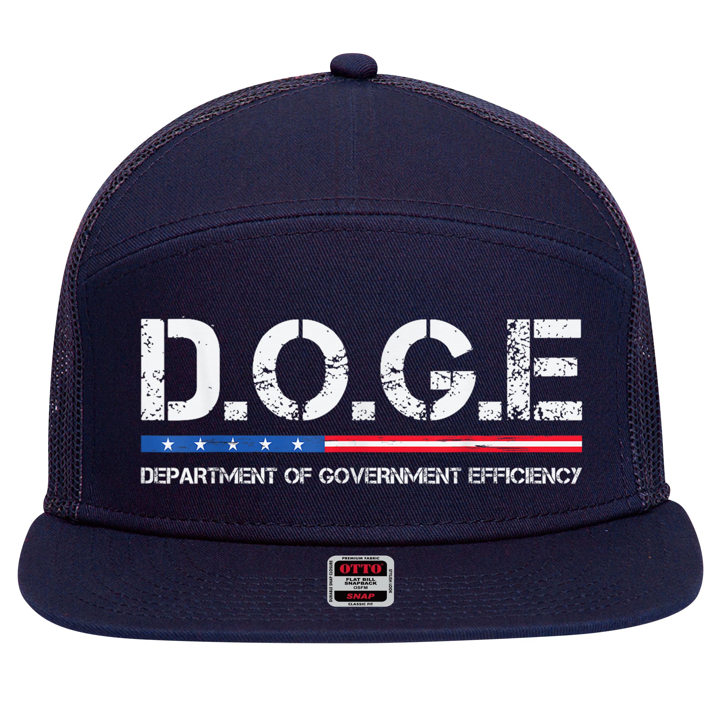Doge D.O.G.E. Department Of Government Efficiency 7 Panel Mesh Trucker Snapback Hat