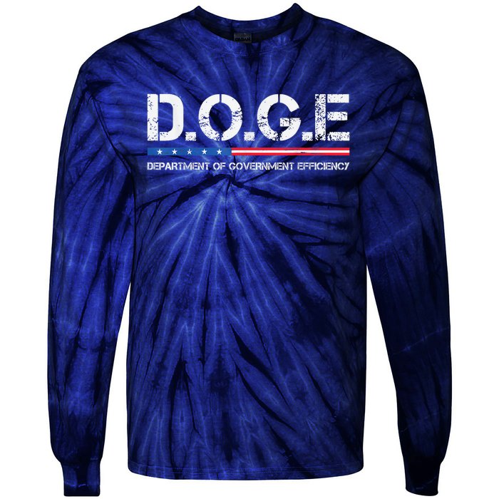 Doge D.O.G.E. Department Of Government Efficiency Tie-Dye Long Sleeve Shirt