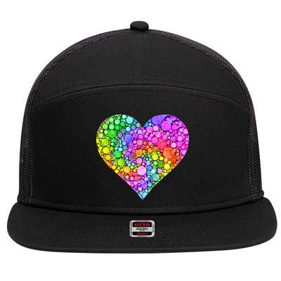 Dot Day Dotted Colorful Heart Of Dots 7 Panel Mesh Trucker Snapback Hat