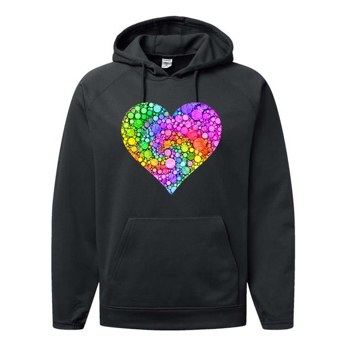 Dot Day Dotted Colorful Heart Of Dots Performance Fleece Hoodie