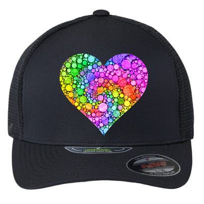 Dot Day Dotted Colorful Heart Of Dots Flexfit Unipanel Trucker Cap