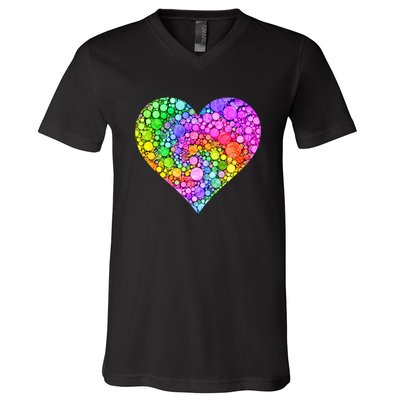 Dot Day Dotted Colorful Heart Of Dots V-Neck T-Shirt