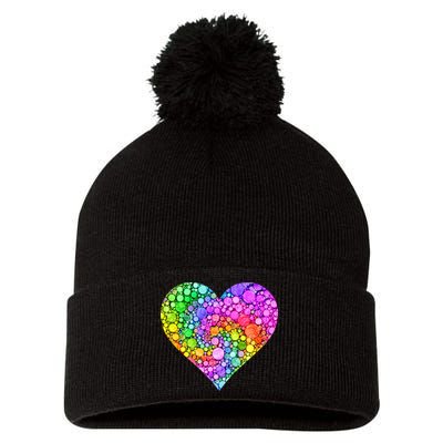 Dot Day Dotted Colorful Heart Of Dots Pom Pom 12in Knit Beanie
