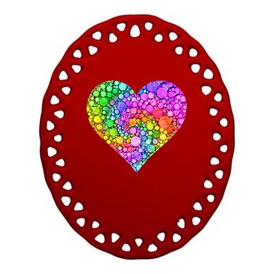 Dot Day Dotted Colorful Heart Of Dots Ceramic Oval Ornament