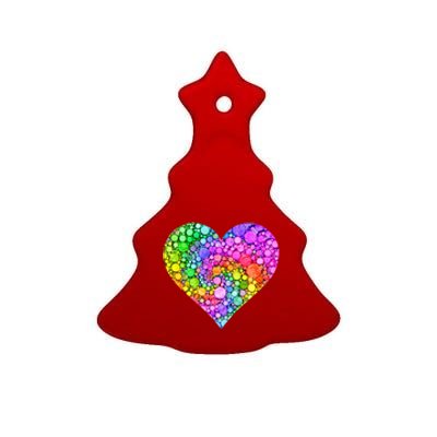 Dot Day Dotted Colorful Heart Of Dots Ceramic Tree Ornament