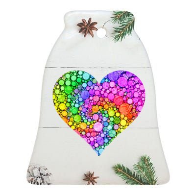 Dot Day Dotted Colorful Heart Of Dots Ceramic Bell Ornament