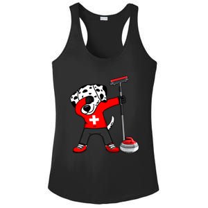 Dabbing Dalmatian Dog Switzerland Curling Fans Jersey Sports Gift Ladies PosiCharge Competitor Racerback Tank