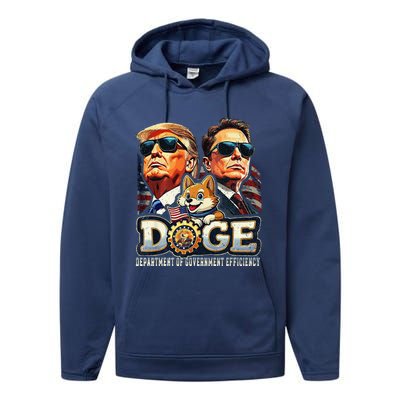 D.O.G.E Doge Department Of Government Efficiency Performance Fleece Hoodie