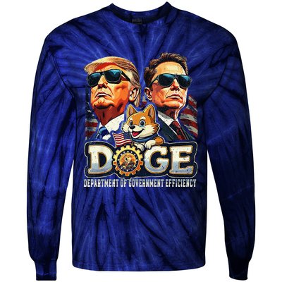 D.O.G.E Doge Department Of Government Efficiency Tie-Dye Long Sleeve Shirt