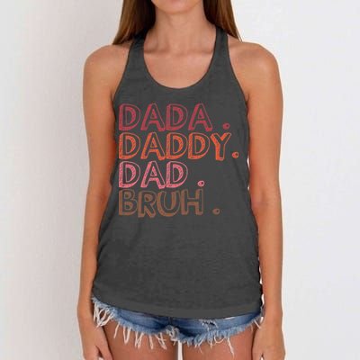 Dada Daddy Dad Bruh Funny Fatherhood Timeline Fathers Day Women's Knotted Racerback Tank