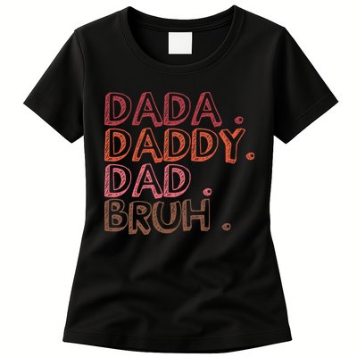 Dada Daddy Dad Bruh Funny Fatherhood Timeline Fathers Day Womens T-Shirt