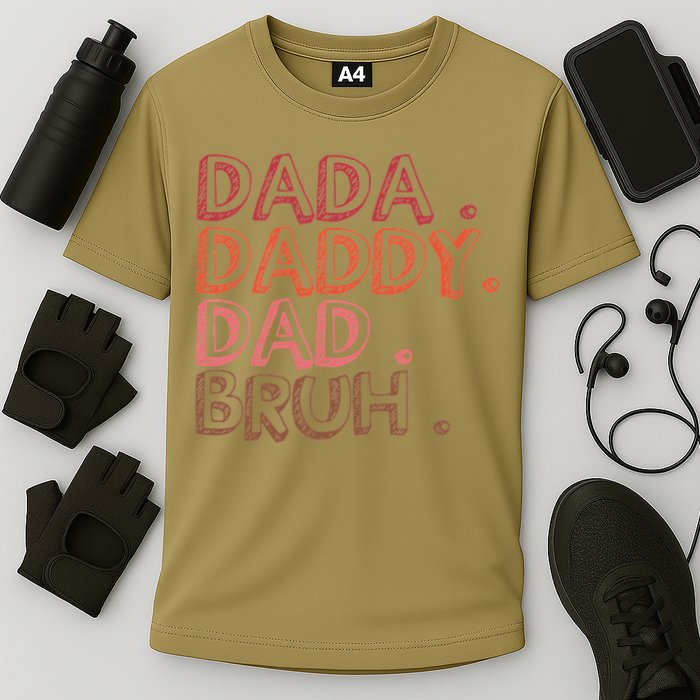 Dada Daddy Dad Bruh Funny Fatherhood Timeline Fathers Day Cooling Performance Crew T-Shirt