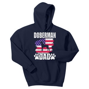 Doberman Dad Dog Lover American Us Flag Kids Hoodie