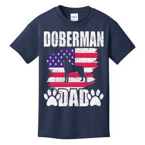 Doberman Dad Dog Lover American Us Flag Kids T-Shirt