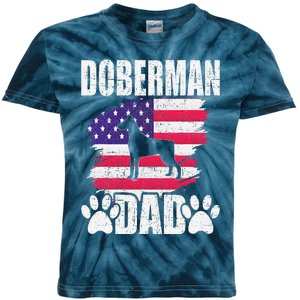 Doberman Dad Dog Lover American Us Flag Kids Tie-Dye T-Shirt