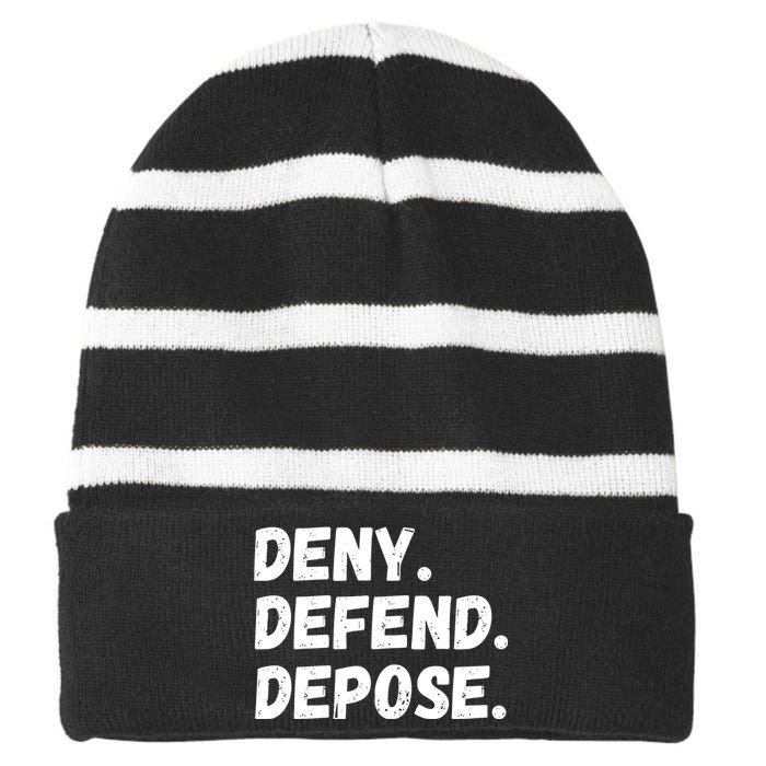 Deny Defend Depose Striped Beanie with Solid Band