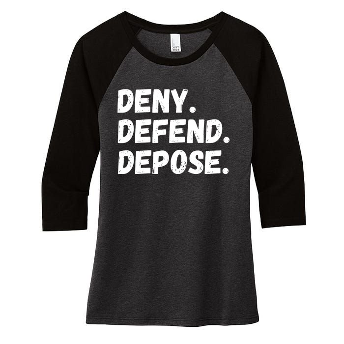 Deny Defend Depose Women's Tri-Blend 3/4-Sleeve Raglan Shirt