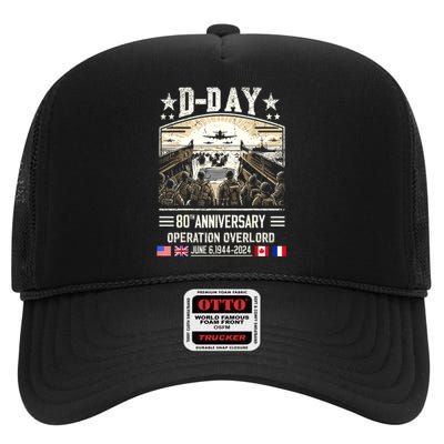 Dday Dwight D. Eisenhower Quote Dday 80th Anniversary Gift High Crown Mesh Back Trucker Hat