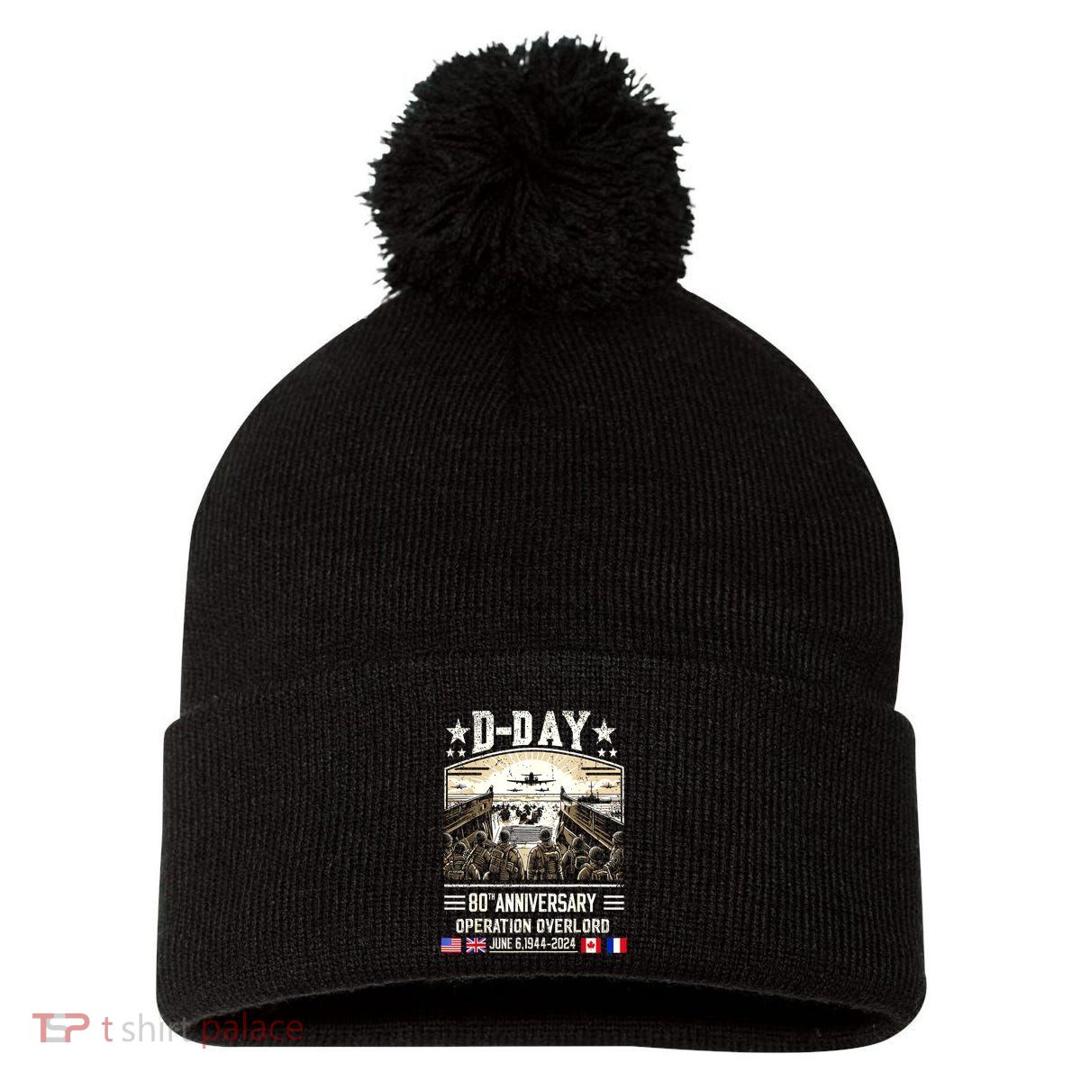Dday Dwight D. Eisenhower Quote Dday 80th Anniversary Gift Pom Pom 12in Knit Beanie