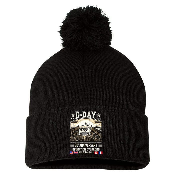 Dday Dwight D. Eisenhower Quote Dday 80th Anniversary Gift Pom Pom 12in Knit Beanie