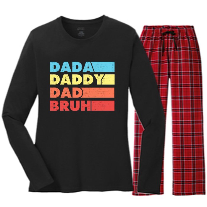 Dada Daddy Dad Bruh Women's Long Sleeve Flannel Pajama Set 