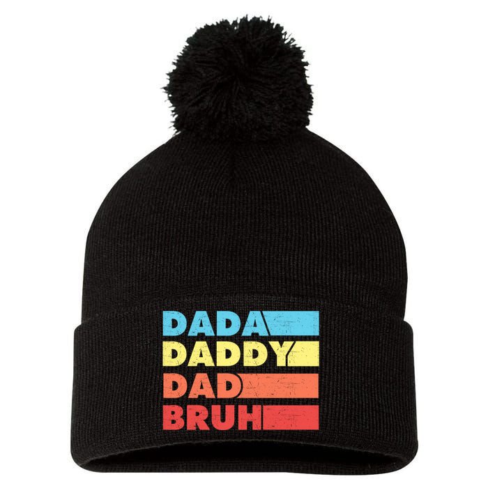 Dada Daddy Dad Bruh Pom Pom 12in Knit Beanie