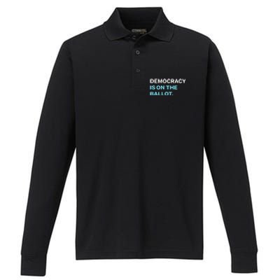 Democracy Docket Democracy Is On The Ballot Performance Long Sleeve Polo