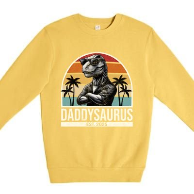 Dino Dad Daddysaurus New Dad 2025 Adult Dinosaur Dad Gift Premium Crewneck Sweatshirt