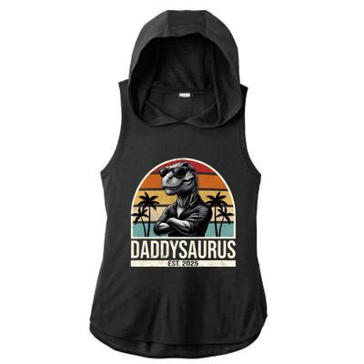 Dino Dad Daddysaurus New Dad 2025 Adult Dinosaur Dad Gift Ladies PosiCharge Tri-Blend Wicking Draft Hoodie Tank