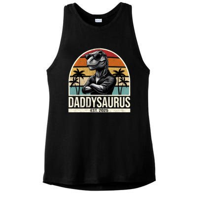 Dino Dad Daddysaurus New Dad 2025 Adult Dinosaur Dad Gift Ladies PosiCharge Tri-Blend Wicking Tank