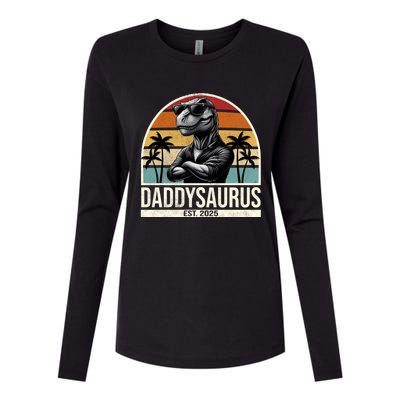 Dino Dad Daddysaurus New Dad 2025 Adult Dinosaur Dad Gift Womens Cotton Relaxed Long Sleeve T-Shirt