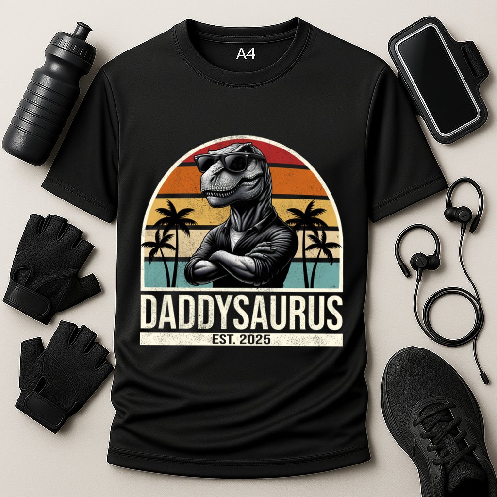 Dino Dad Daddysaurus New Dad 2025 Adult Dinosaur Dad Gift Cooling Performance Crew T-Shirt