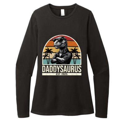 Dino Dad Daddysaurus New Dad 2025 Adult Dinosaur Dad Gift Womens CVC Long Sleeve Shirt