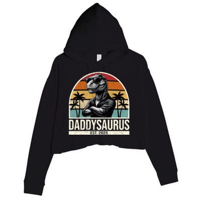 Dino Dad Daddysaurus New Dad 2025 Adult Dinosaur Dad Gift Crop Fleece Hoodie